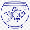 A colorfully illustrated goldfish in a fish bowl setting.