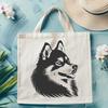 Arctic Companion Illustration An illustration of a Siberian Husky's head with distinct facial features.