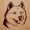 Close-up Husky Head Vector Graphic A close-up illustration of a husky's head, showcasing the breed's distinctive features.