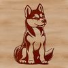 Husky Silhouette Vector A Siberian Husky sitting on its haunches, depicted in vector art.