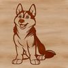 A digital illustration of a Husky sitting on its hind legs.