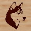 Cute Siberian Dog Face Icon An illustration of a Husky dog's face, suitable as a template for various design applications.