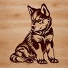 Beautiful Husky SVG Icon A stylized illustration of a sitting Husky dog, suitable for vector graphics and digital design projects.