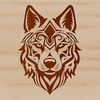 Intricate Dog Illustration A close-up illustration of a husky's head with intricate facial features.