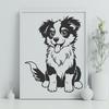 Artistic Sitting Australian Shepherd Artwork