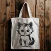 Adorable Feline Silhouette in a Cozy Sitting Pose A cartoon cat depicted in full body sitting posture, suitable for vector graphics and design projects.