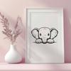 Wildlife SVG Clipart Elephant Design A large African elephant peeking out from behind a tree, rendered as a high-quality vector graphic.