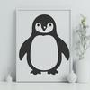 Penguin Silhouette Standing on One Foot A simple line drawing of a full-body penguin standing on one foot.