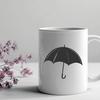 Rainy Day Accents - Compact Umbrella Silhouette Illustration A stylized silhouette of a compact umbrella on a rainy day.