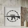 Assault Rifle Printable Image In DXF File Format For Free Download