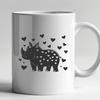 Rhino Icon with Heartfelt Design Rhino animal icon in vector format with love hearts surrounding it.
