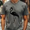 Single Flamingo Illustration on Green Background A single flamingo bird in full-body pose on a green background.