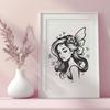 Floral Fairy Vector Drawing - Free PDF