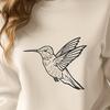 A detailed vector illustration of a hummingbird in full body flight pose.
