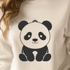 Adorable Asian Black and White Bear A black-and-white illustration of a panda in a natural habitat.