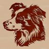 Friendly Aussie Dog Face Illustration A high-quality digital illustration of a friendly Australian Shepherd dog's head.