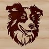 Vector Art Australian Shepherd Portrait A detailed illustration of a Australian Shepherd's head from the front, designed as vector art.