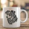 Australian Shepherd Dog Illustration Vector Art A high-quality vector illustration of an Australian Shepherd dog's head, suitable for various design purposes.