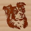 Detailed Dog Face SVG Design An illustration of a Australian Shepherd's head with detailed facial features.