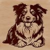 Relaxed Australian Shepherd Silhouette Graphic design element featuring a relaxed Australian Shepherd in a natural setting.