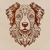 Medium-Sized Dog Silhouette with Ornate Detail A depiction of a medium-sized dog with a distinctive coat pattern.