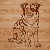 Beautiful Aussie Shepherd Clipart Image An illustration of a sitting Australian Shepherd dog breed.