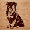 Simple Vector Australian Shepherd Clip Art A medium-sized Australian Shepherd dog sitting on a flat surface, depicted in simple vector lines.