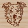 Happy Aussie Head Illustration A high-quality illustration of a happy Australian Shepherd dog's head, suitable for use in crafting projects.