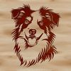 Fluffy Australian Shepherd Digital Art A digital illustration of a fluffy Australian Shepherd dog with a distinctive head shape.