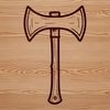 Vector Axe Design Art A detailed illustration of a hand-held axe, designed as vector art for various digital uses.