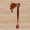 Wooden Axe Illustration A detailed illustration of a wooden-handled axe head with a curved blade.