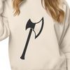 Illustrated Axe Design A detailed illustration of a tool with a curved blade and handle.