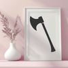 Traditional Axe Design Vector Graphics A digital illustration of a traditional axe head and handle, suitable for vector graphics and cutting machine designs.