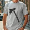 Beautiful Metal Axe Illustration A digital illustration of a metal-headed axe with a wooden handle.