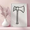 Sturdy Axe Graphic Design An illustration of a tool used for chopping and splitting wood, featuring sharp blades and a sturdy handle.
