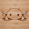 A detailed illustration of a salamander's head, showcasing the distinctive features of the axolotl species.