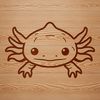 Whimsical Water Dweller Illustration A stylized illustration of a Mexican salamander's head peeking out from beneath the water.