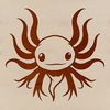 Axolotl Vector Graphic Design Illustration of a salamander with feathery gills and a round head, commonly known as an axolotl.