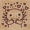 Vector Love Axolotl Salamander Portrait A close-up vector illustration of a salamander's head with love hearts, featuring an axolotl.