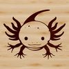 A detailed illustration of a salamander's head and face, identified as an axolotl, suitable for digital use.