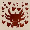 Axolotl Silhouette with Loving Accents Axolotl silhouette with love hearts in a vector format.