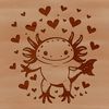 Adorable Axolotl Clip Art A colorful axolotl salamander with red hearts above its head, suitable for various digital design applications.