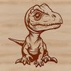 Colorful SVG clip art design featuring a small dinosaur from the ancient era.