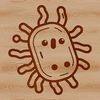 Bacterial Shapes and Sizes Art A detailed illustration of various bacteria types in different shapes and sizes.