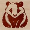 A vector illustration of a badger, a wild animal with distinctive white stripes.