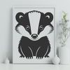 Vector Badger Clip Art Design A detailed illustration of a badger's head and body, suitable for vector design and cutting machine projects.