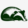 A vector illustration of a sleeping badger in a natural environment.