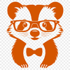 A digital illustration of a badger wearing glasses, depicted in a simple vector style.