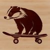 A detailed illustration of a badger with a skateboard, created as vector art.
