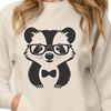 A wildlife illustration of a badger wearing glasses.